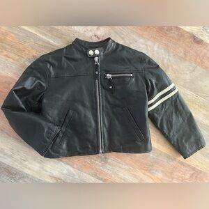 Vintage Wilson’s Leather Kids Black Genuine Leather Biker Jacket
